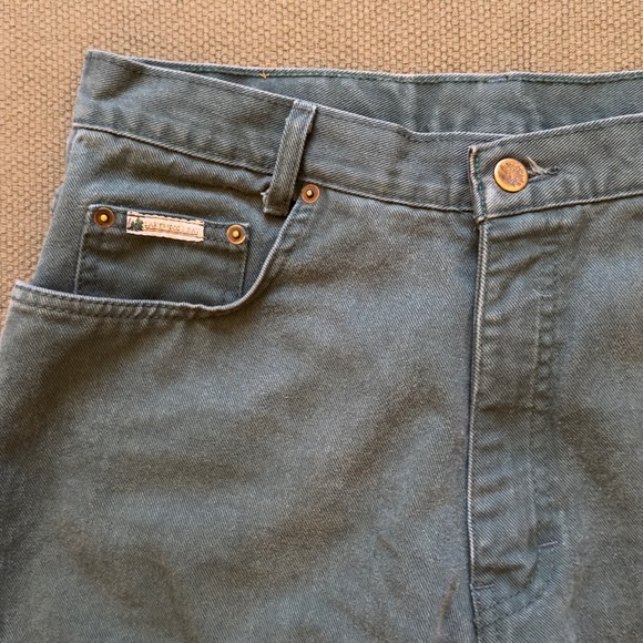 Vintage 90s Lakewoods Bay Green Denim Pants - Picture 2 of 15